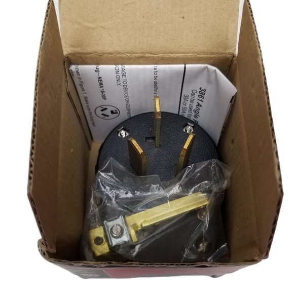 Pass & Seymour Legrand 30/50 Amp Angle Plug 304B Black Dryer Range Dual Function - Picture 3 of 12